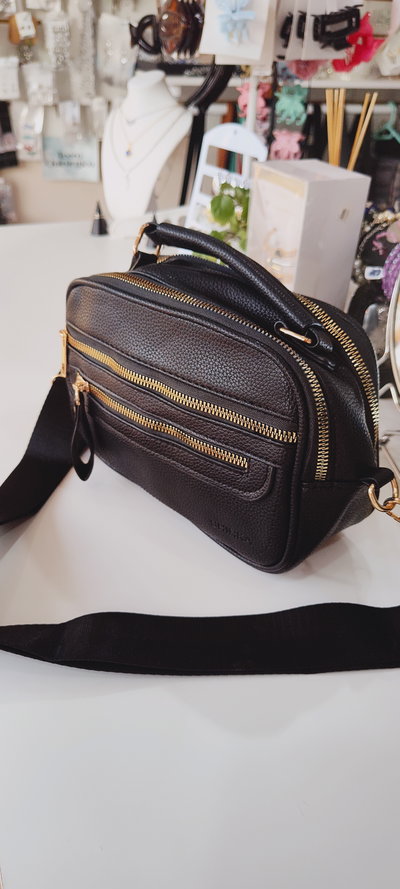 BANDOLERA CON DOBLE CIERRE NEGRO