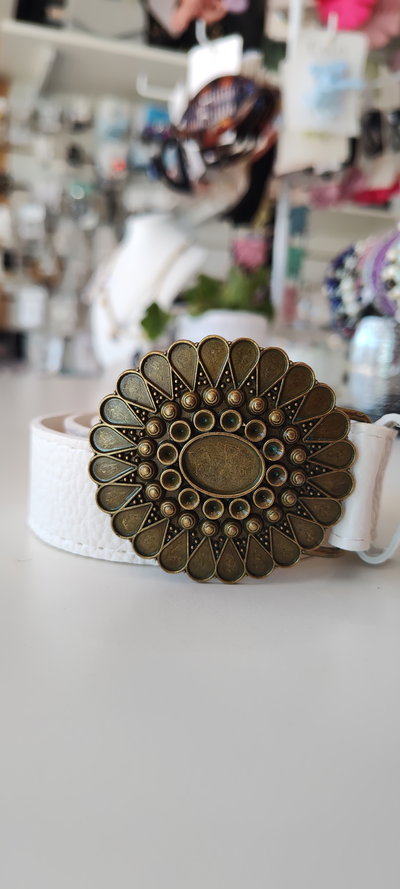 CINTO PUCHAPON FLOR BRONCE BLANCO