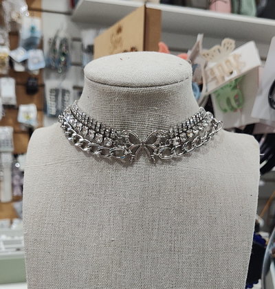CHOKER MARIPOSA CON STRASS Y CADENA