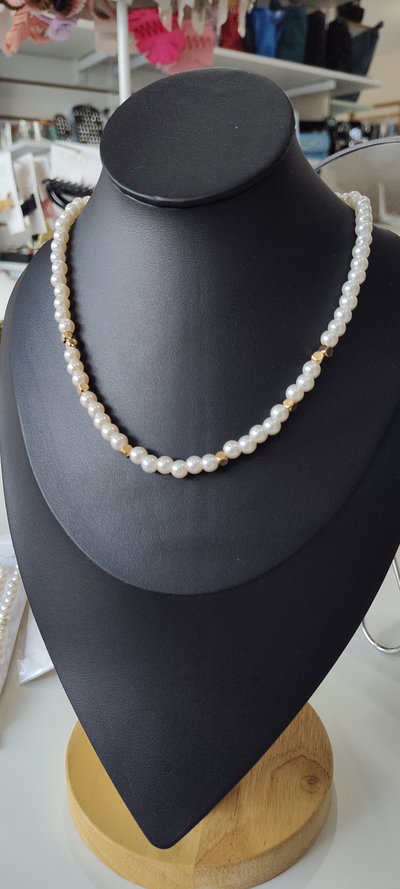 COLLARES PERLA Y DORADO