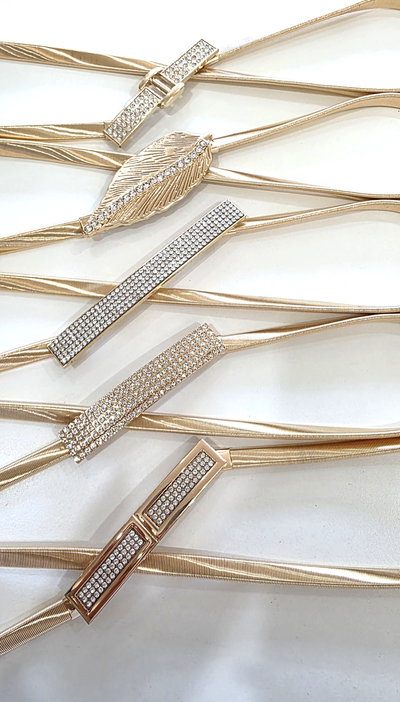 CINTO ELASTICO DORADO CON STRASS