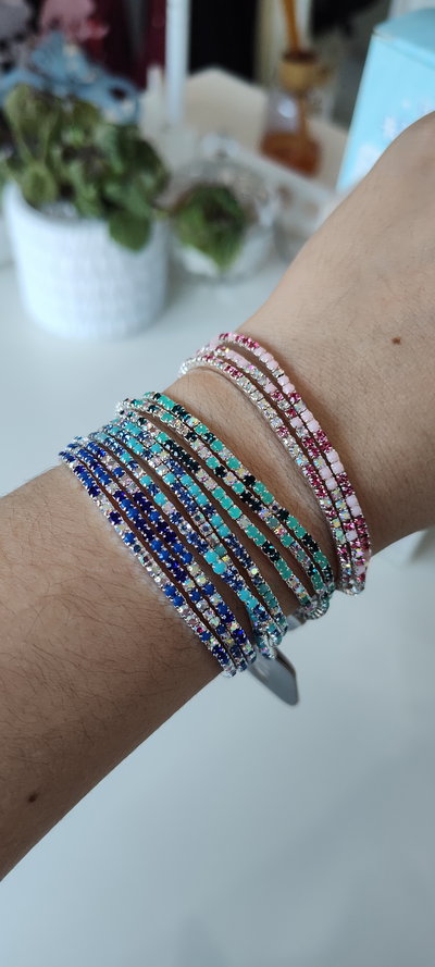 PULSERA STRASS ACRILICO SETX3