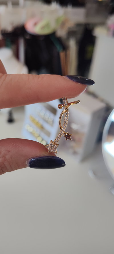 Cuff AD barra estrella strass