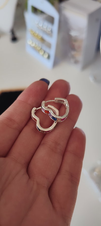 Aros AB corazón con strass colores
