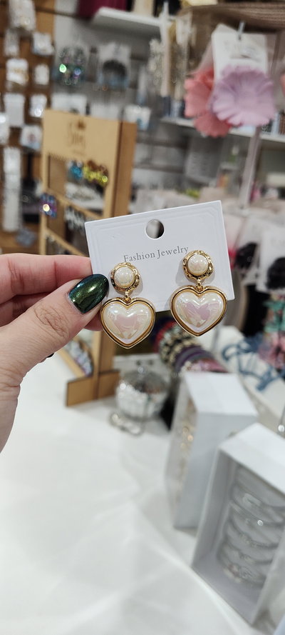 Aros AD corazones con colgante NACAR