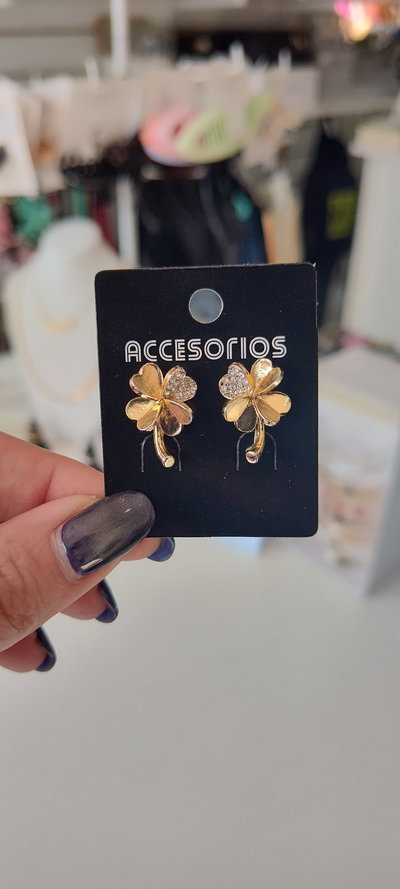 Aros AD TREBOL con strass 