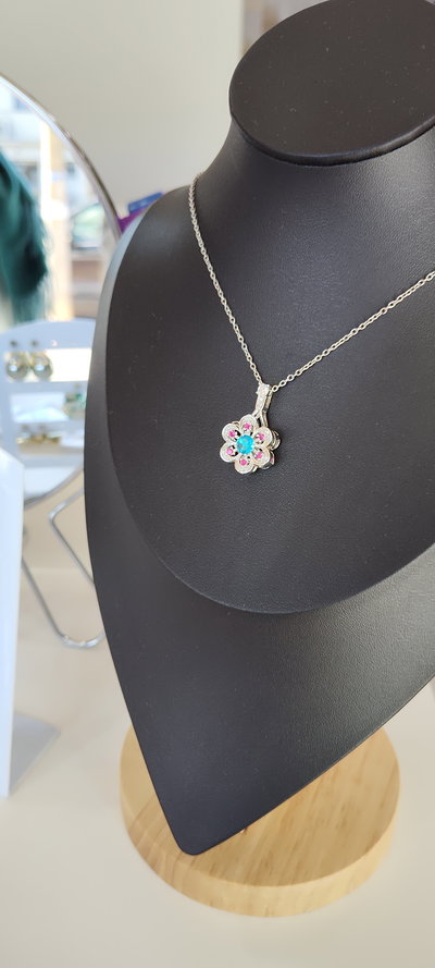 Cadena GIRATORIA AQ flor AZUL