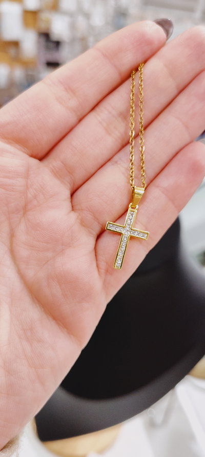 Cadena AD CRUZ con STRASS