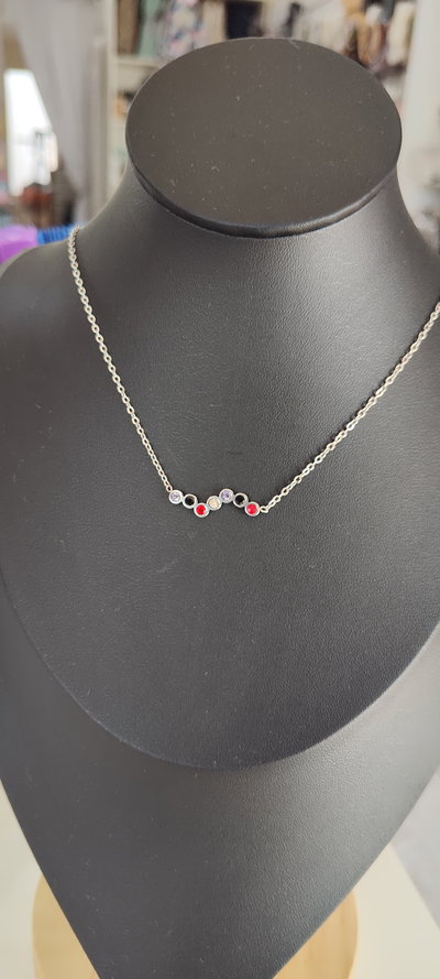 Collar AQ barra con STRASS COLORES