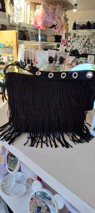 BOLSO TEXANO GAMUZA OJAL NEGRO