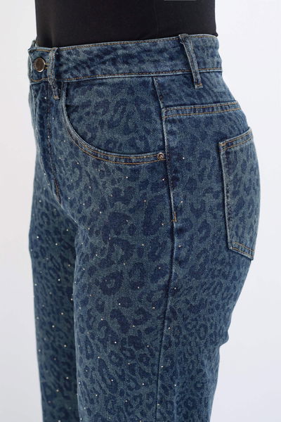 Wideleg Print Strass