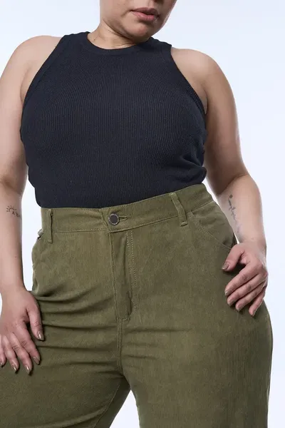 Maxi Wideleg Oliva Corderoy