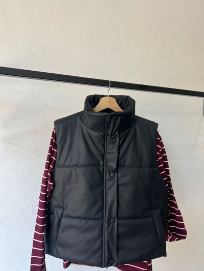 Chaleco Puffer de eco cuero - PROMO 