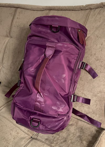 Bolso Mochila Flores Morado