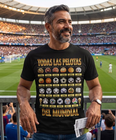 Remera Estampada de todas las pelotas de los Mundiales 