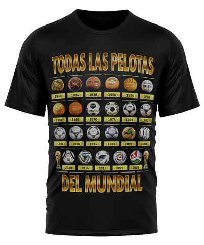 Remera Estampada de todas las pelotas de los Mundiales 