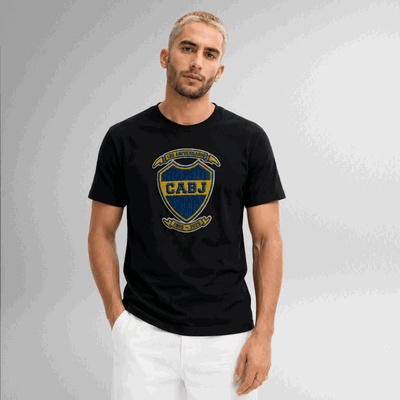 Remera Boca Juniors Efecto Bordado Unisex 100% Algodón