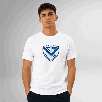 Remera Vélez Sarsfield Escudo Efecto Bordado Unisex 100% Algodón