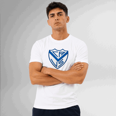 Remera Vélez Sarsfield Escudo Efecto Bordado Unisex 100% Algodón