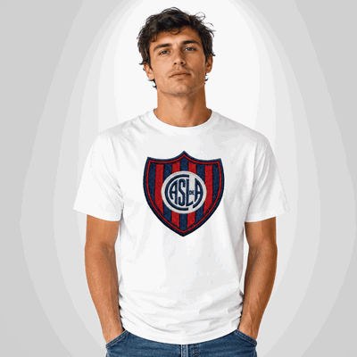 Remera San Lorenzo Escudo Efecto Bordado Unisex 100% Algodón
