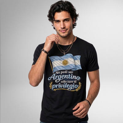 Remera Ser Argentino es un privilegio Efecto Bordado Unisex 100% Algodón