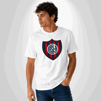 Remera San Lorenzo Escudo Efecto Bordado Unisex 100% Algodón