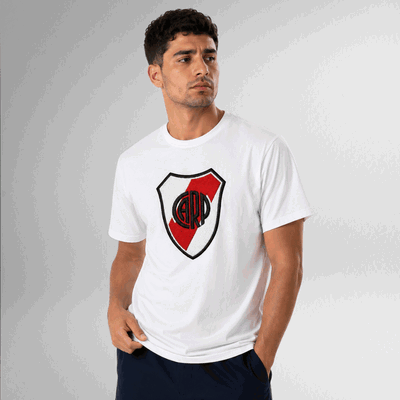 Remera River Plate Escudo Efecto Bordado Unisex 100% Algodón