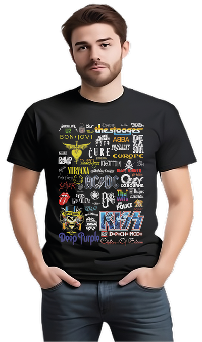 Remera estampada Bandas de Rock DTF