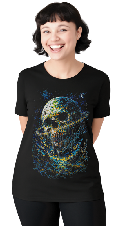 Remera estampada Calavera Planetaria DTF