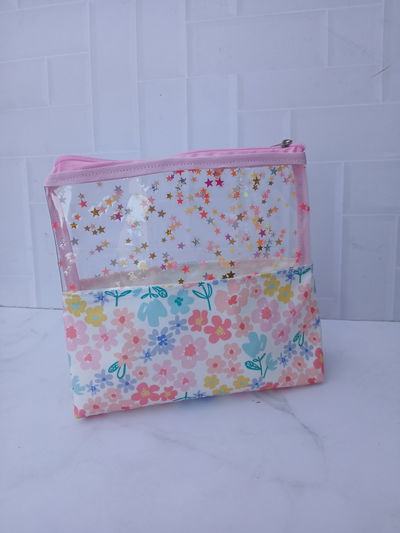 Neceser brillos flores pasteles