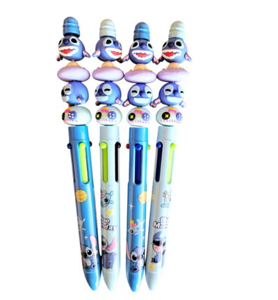 Lapicera giratoria 4 colores stich cabezas apilabless
