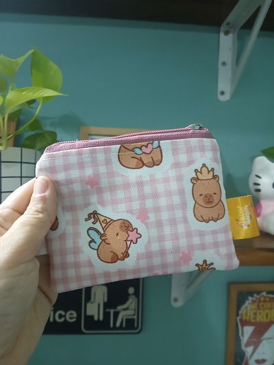 Estuche peque capibaras cuadrille rosa