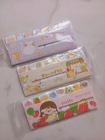 Notas adhesivas gatitos, ositos y frutitas