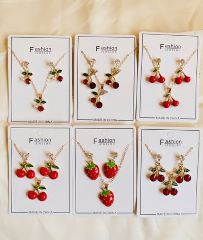 Set Aros y Collar Cherry x12