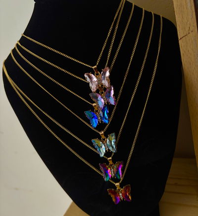 Collar Mariposa acero x6