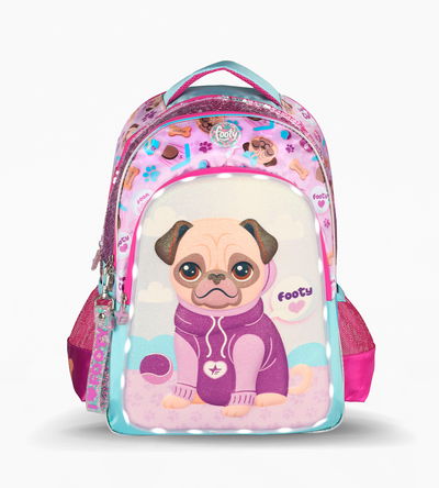 Mochila escolar footy 18 " puppy con luz led lila