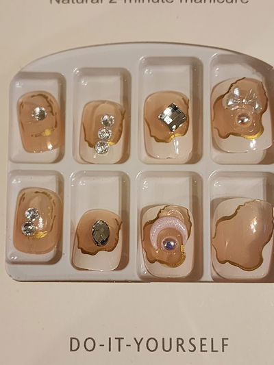 Uñas postizas cortas cuadradas con Aplique Elegir Modelo