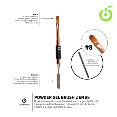 Powder Gel Brush Pincel Lengua de gato polygel nro 8