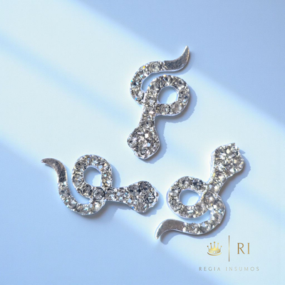 Dije par Serpiente con Cristales plata aplique