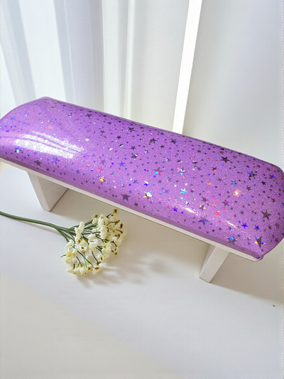 Apoya Manos lila con estrellitas tornasol