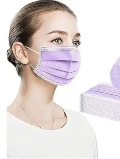 Barbijo Tricapa lila Tapa Boca Mascarilla