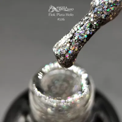 Semi Holográfico Flok plata 106 Angela Bresciano 15 ml 