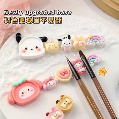 Paleta mezcladora y apoya pincel Kawaii