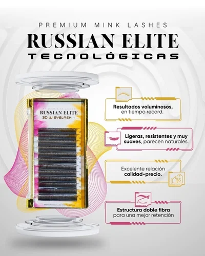 3D W C 0.07 Russian Elite Neicha Fibras Pestañas Tecnológicas