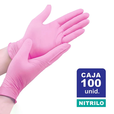 Guante Nitrilo Rosa Talle M Caja por 100 u