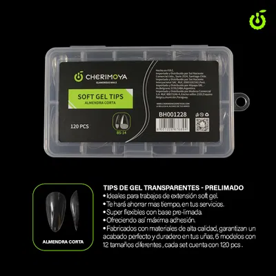 Tips Prelimado Almendra corta Soft Gel 120pcs