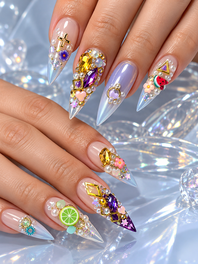 Decoracion mix apliques cristal dije color
