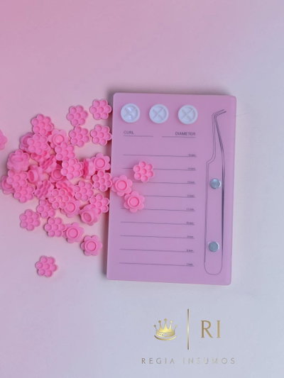 100 flor descatable + Paleta Imantada Acrilica porta pestañas Organizador