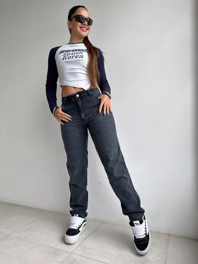 mom crop blue LASLOCAS