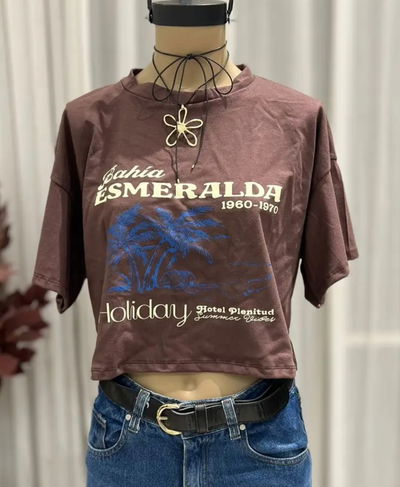 REMERA CROP "ESMERALDA" - JERSEY -